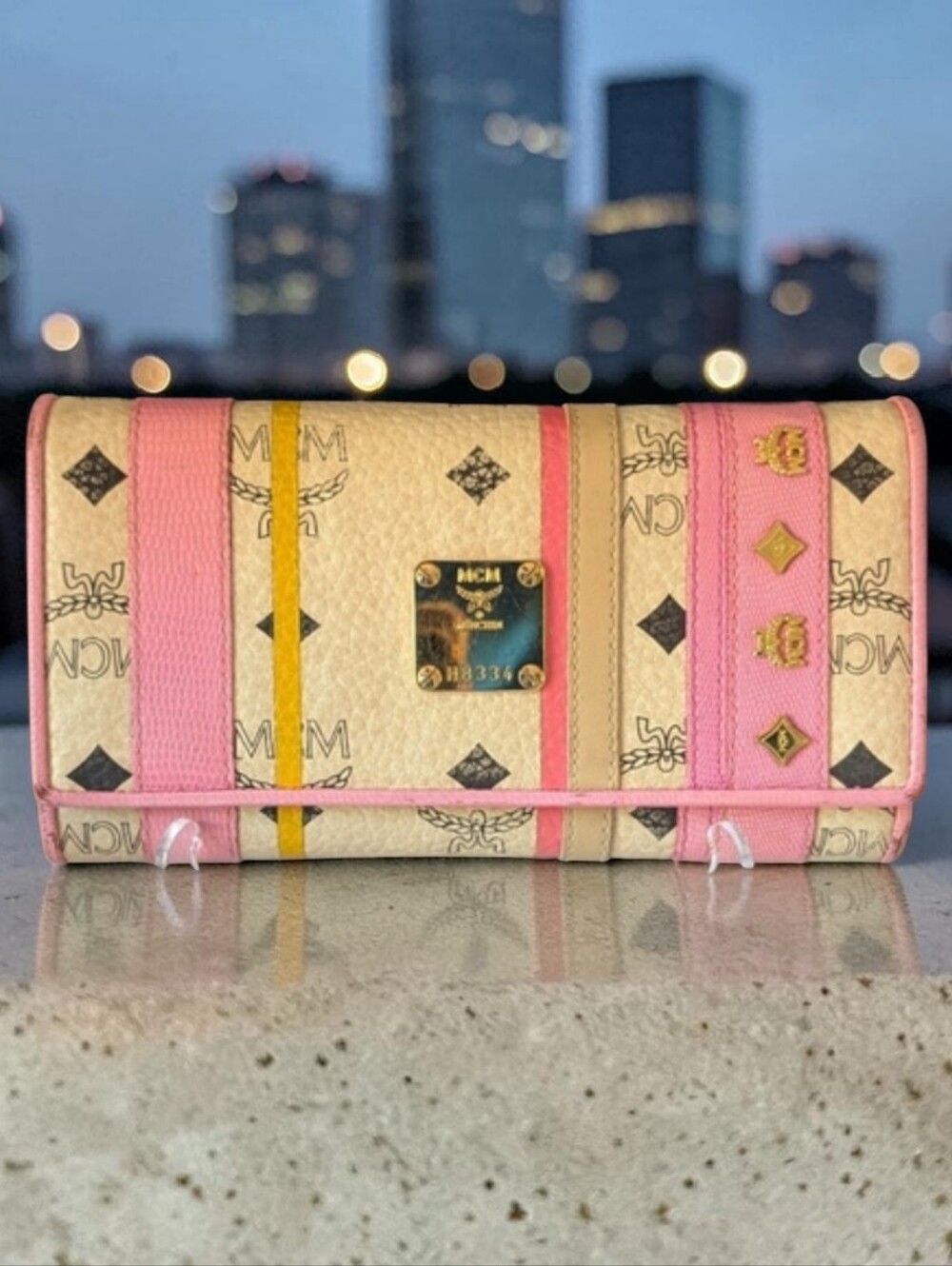 MCM Visetos Trifold Leather Long Wallet